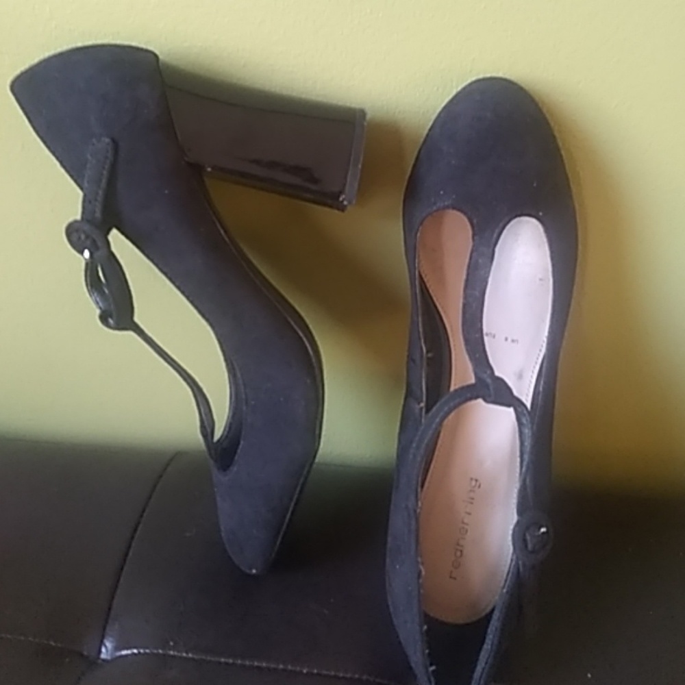 Redherring 4" black suede upper w patent leather